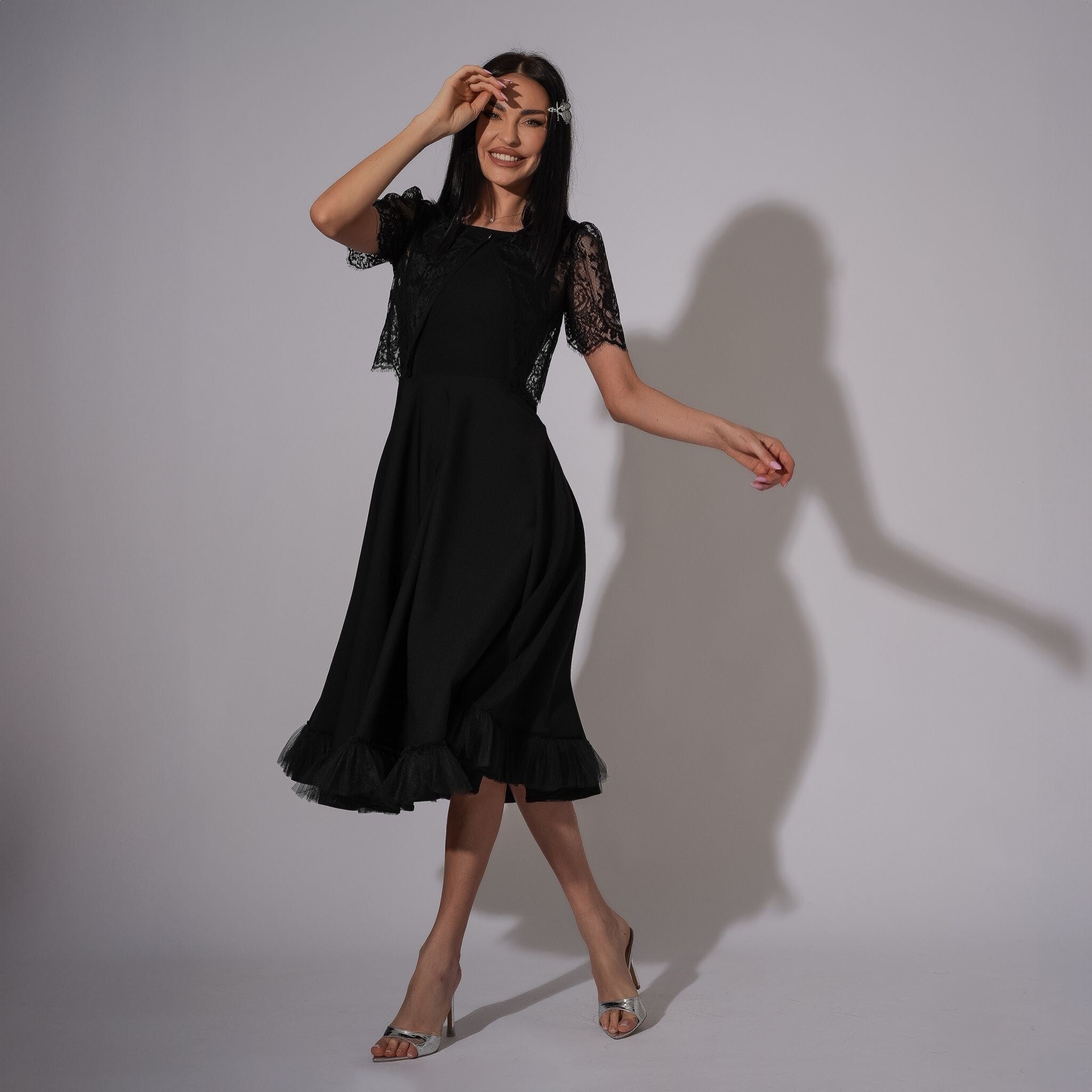 Bolero din dantela neagra Carolina D