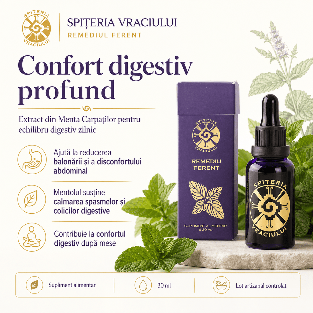 Remediu Natural Digestie și Diaree – Extract de Mentă FERENT | 30ml Spiteria Vraciului