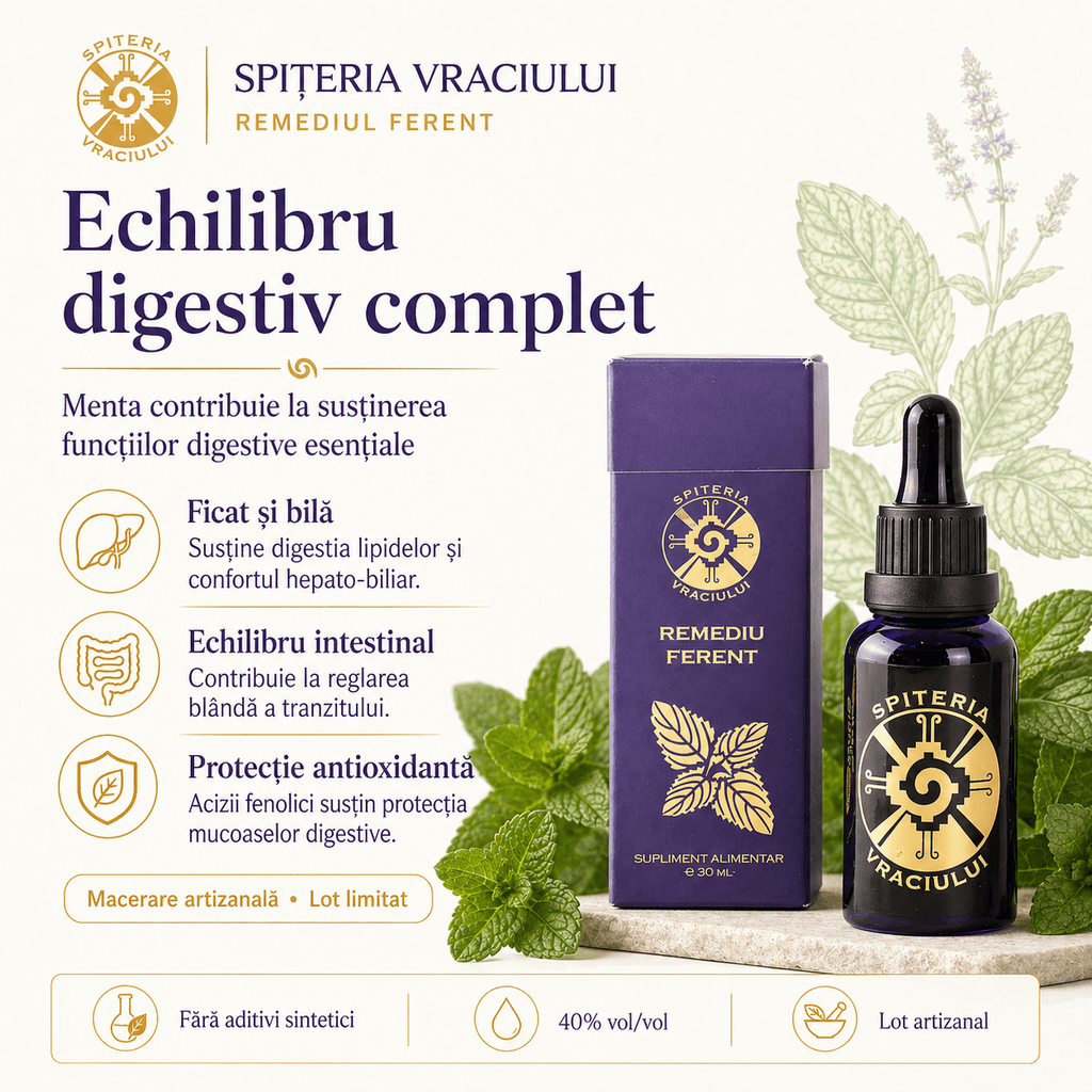 Remediu Natural Digestie și Diaree – Extract de Mentă FERENT | 30ml Spiteria Vraciului