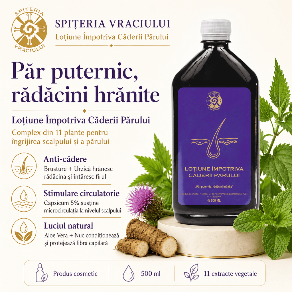Leac Bătrânesc pentru Căderea Părului – Loțiune Capilară Naturală | 500ml Spiteria Vraciului