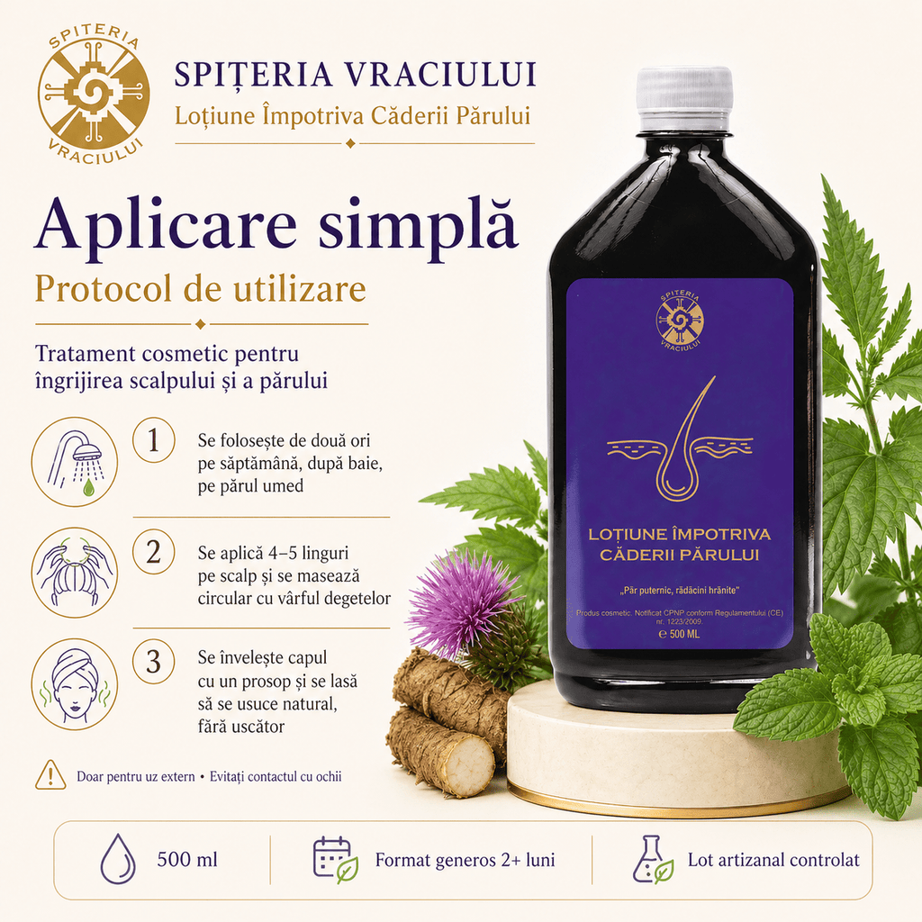 Leac Bătrânesc pentru Căderea Părului – Loțiune Capilară Naturală | 500ml Spiteria Vraciului