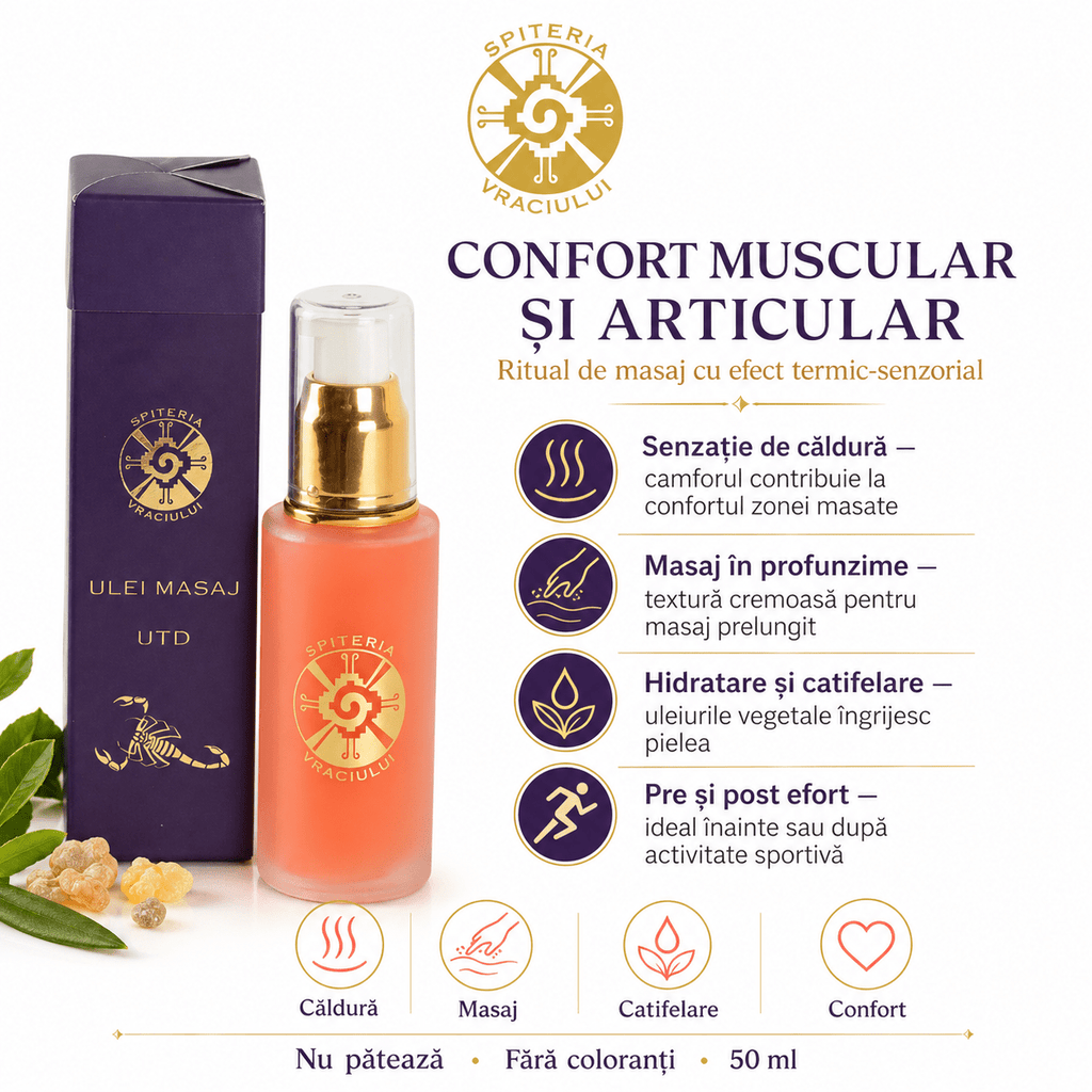 Ulei Masaj Terapeutic Natural – Dureri Articulare și Musculare | UTD Spiteria Vraciului