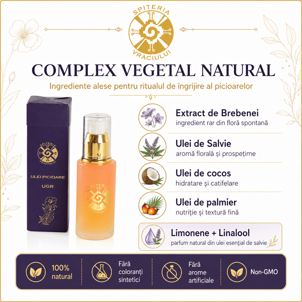 Ulei Natural Picioare Umflate, Gută și Dureri – UGR Spiteria Vraciului
