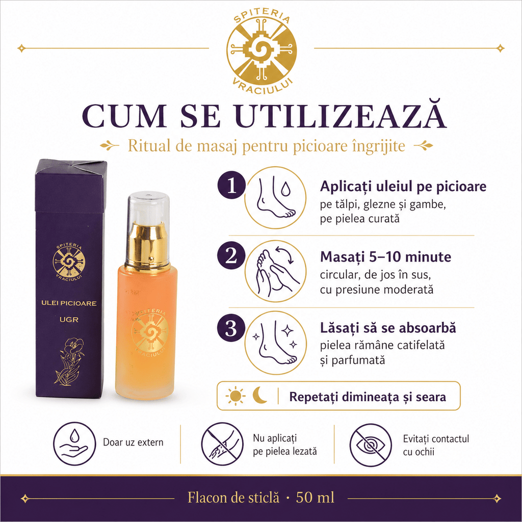 Ulei Natural Picioare Umflate, Gută și Dureri – UGR Spiteria Vraciului