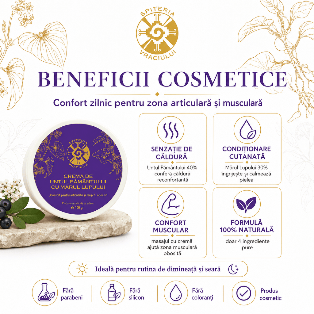 Leac Bătrânesc pentru Regenerarea Pielii – Cremă Untul Pământului și Mărul Lupului | 100g Spiteria Vraciului