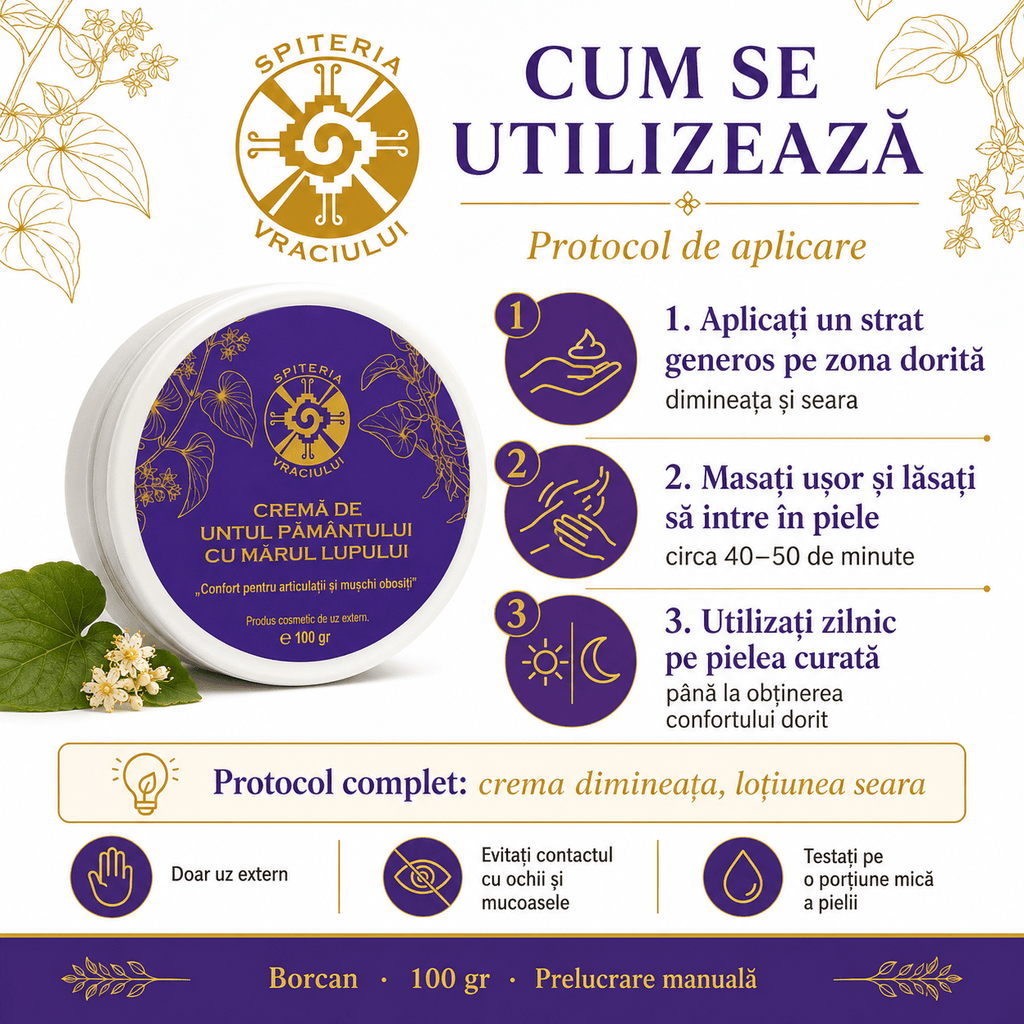 Leac Bătrânesc pentru Regenerarea Pielii – Cremă Untul Pământului și Mărul Lupului | 100g Spiteria Vraciului