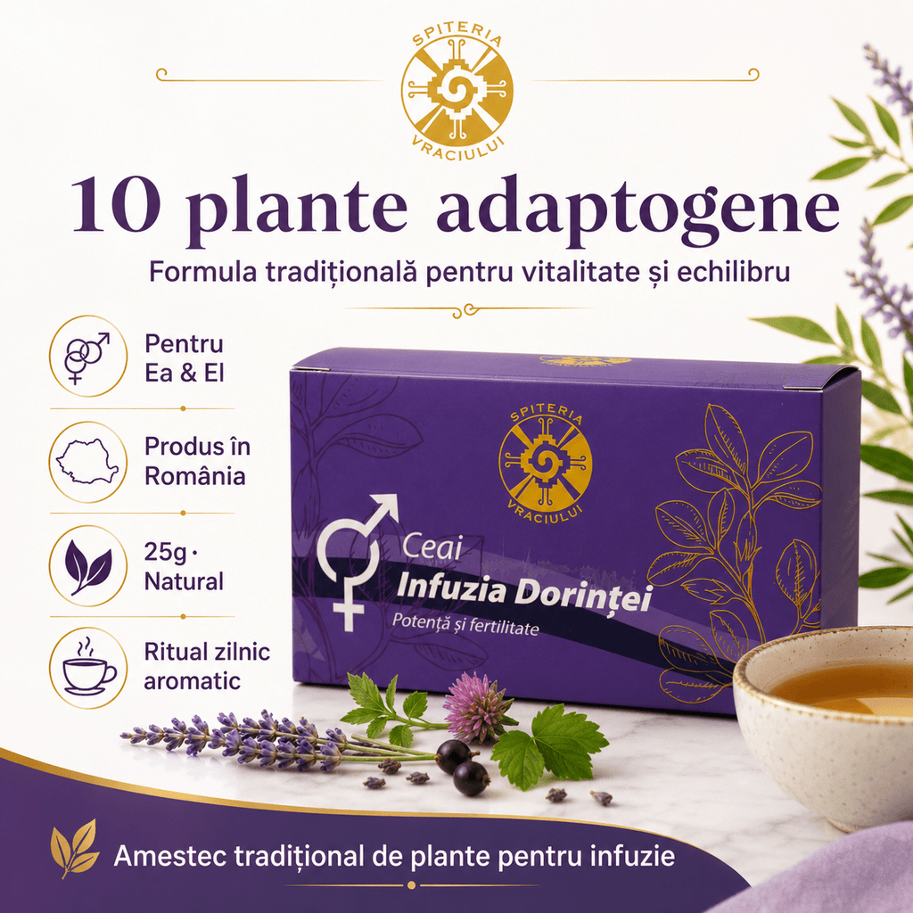 Ceai Natural Fertilitate și Potență – Infuzia Dorinței Spiteria Vraciului