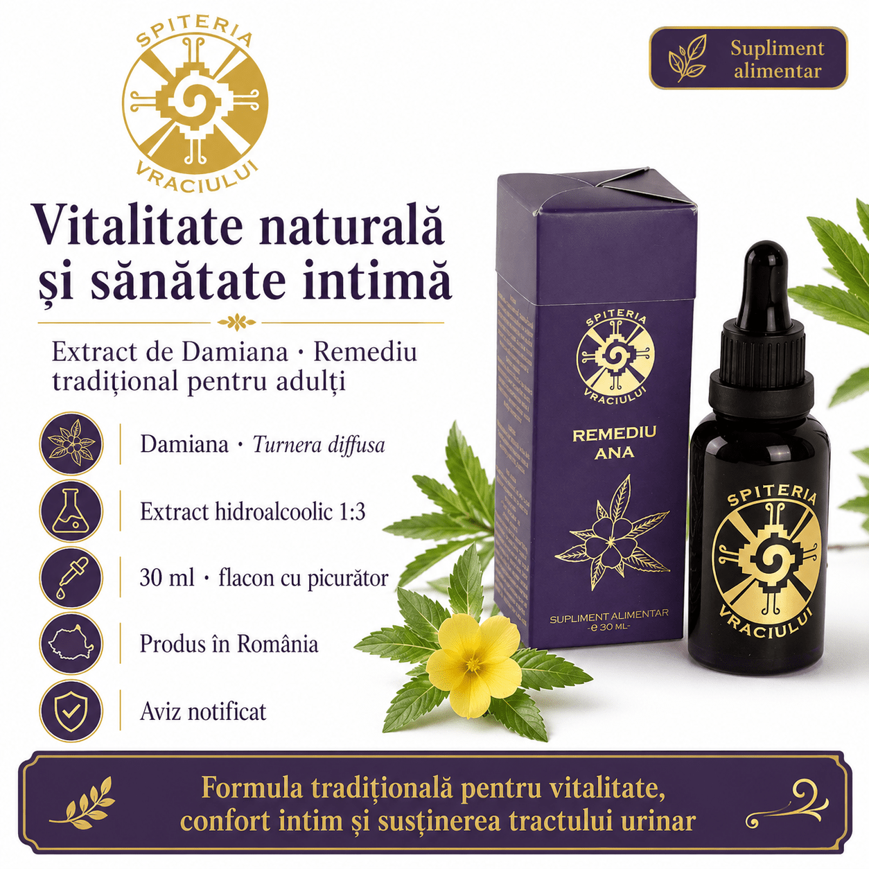 Remediu Natural Potență și Sănătate Intimă – Afrodisiac ANA | 30ml Spiteria Vraciului