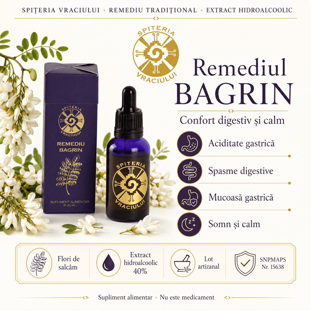 Remediu Natural Gastrită și Ulcer – BAGRIN | 30ml Spiteria Vraciului