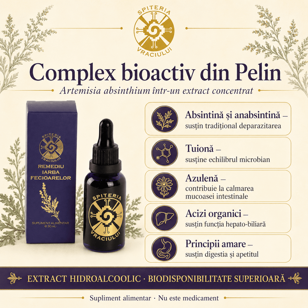 Remediu Natural Deparazitant – IARBA FECIOARELOR | 30ml Spiteria Vraciului