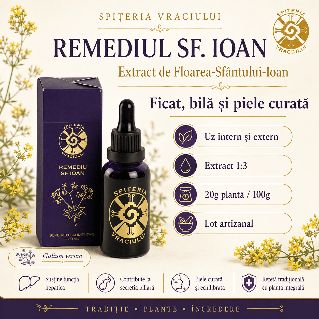Remediu Natural Ficat și Detoxifiere Hepatică – SF. IOAN | 30ml Spiteria Vraciului