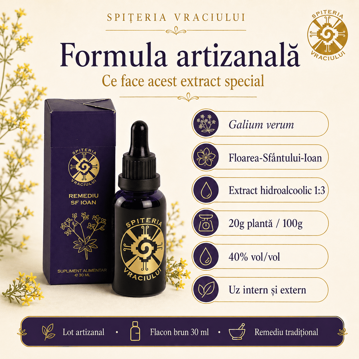 Remediu Natural Ficat și Detoxifiere Hepatică – SF. IOAN | 30ml Spiteria Vraciului