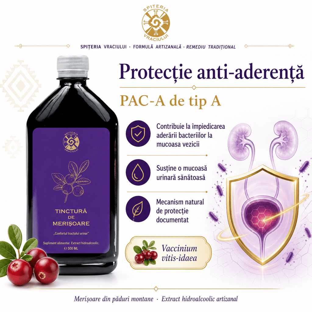 Leac Bătrânesc pentru Tract Urinar – Tinctură de Merișoare | 500ml Spiteria Vraciului