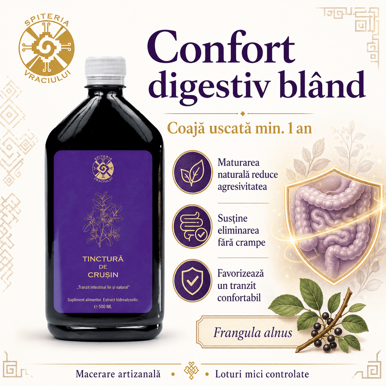 Tinctură de Crușin – Tranzit Intestinal Lin și Natural | Laxativ Blând 500ml Spiteria Vraciului