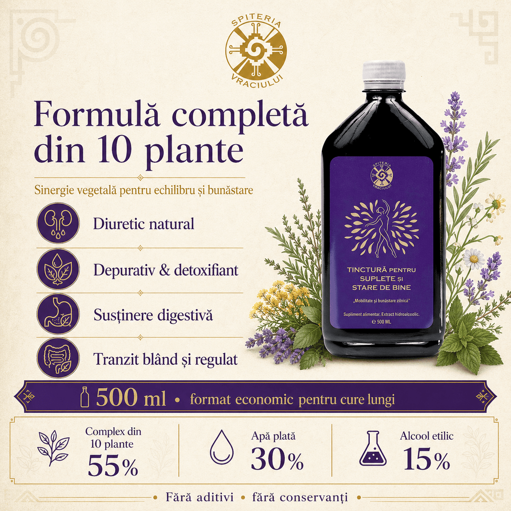 Tinctură pentru Suplețe Articulară și Mobilitate – Stare de Bine | 500ml Spiteria Vraciului