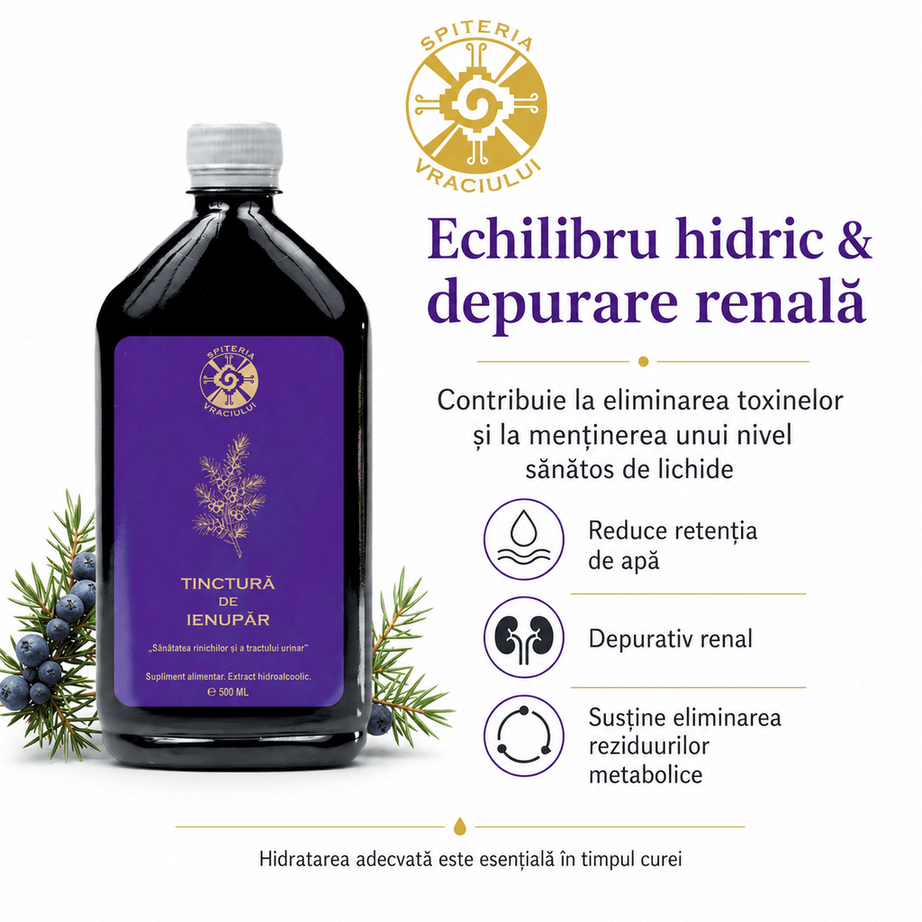 Tinctură de Ienupăr – Sănătatea Rinichilor și Tractului Urinar | 500ml Spiteria Vraciului