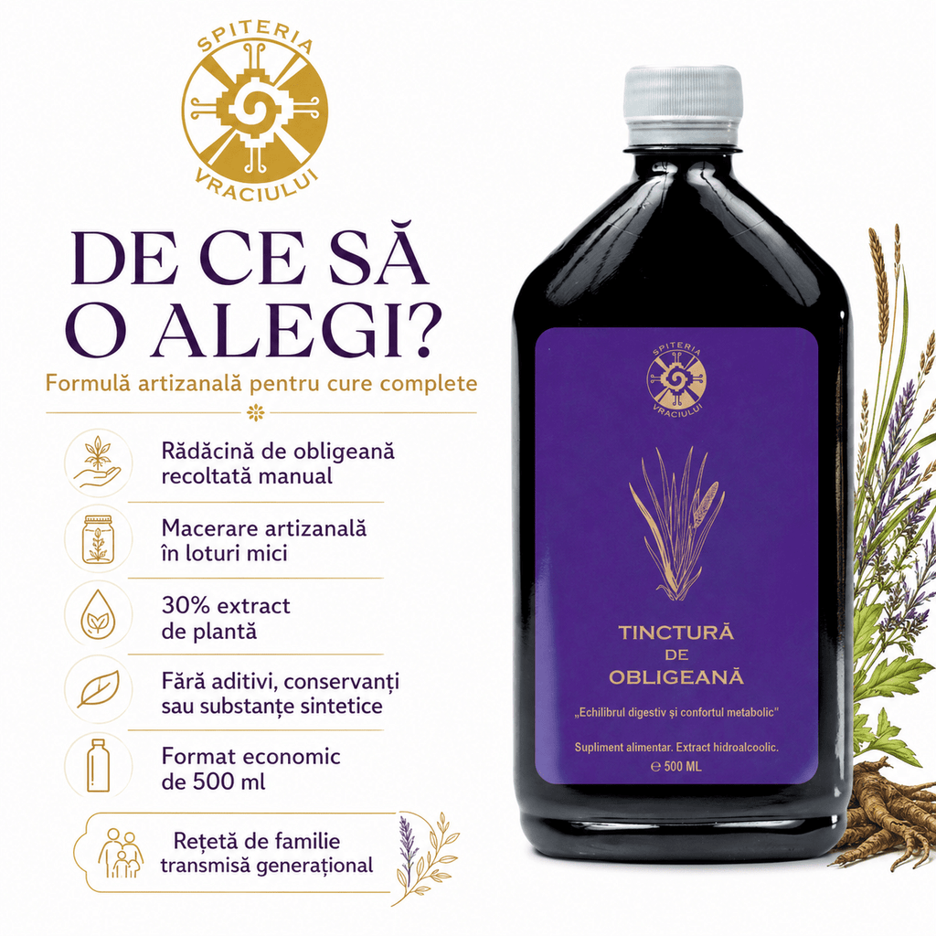 Tinctură de Obligeană – Echilibru Digestiv și Confort Metabolic | 500ml Spiteria Vraciului