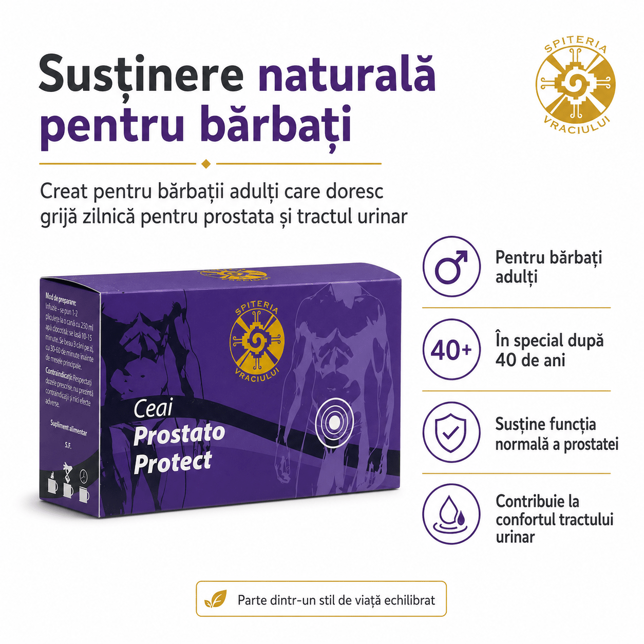 Ceai Natural Prostată – Prostato Protect | Sănătate Urinară Masculină Spiteria Vraciului