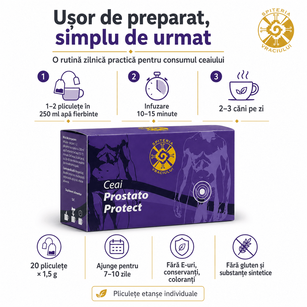 Ceai Natural Prostată – Prostato Protect | Sănătate Urinară Masculină Spiteria Vraciului