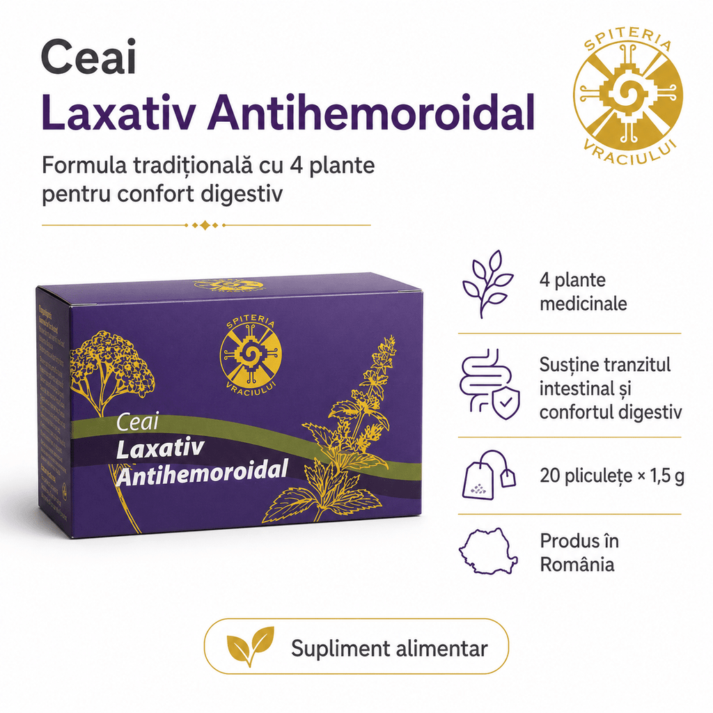 Ceai Natural Laxativ și Antihemoroidal – Tranzit Intestinal Sănătos Spiteria Vraciului
