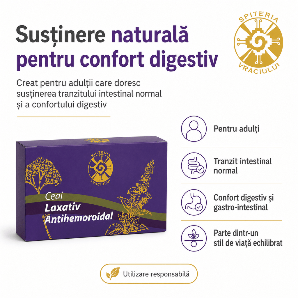 Ceai Natural Laxativ și Antihemoroidal – Tranzit Intestinal Sănătos Spiteria Vraciului
