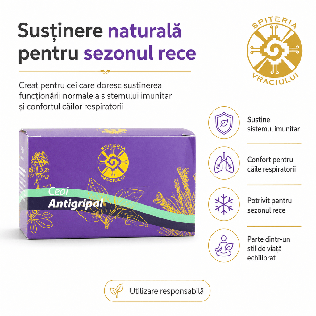 Ceai Antigripal Natural – Remediu Tradițional pentru Răceală și Gripă Spiteria Vraciului