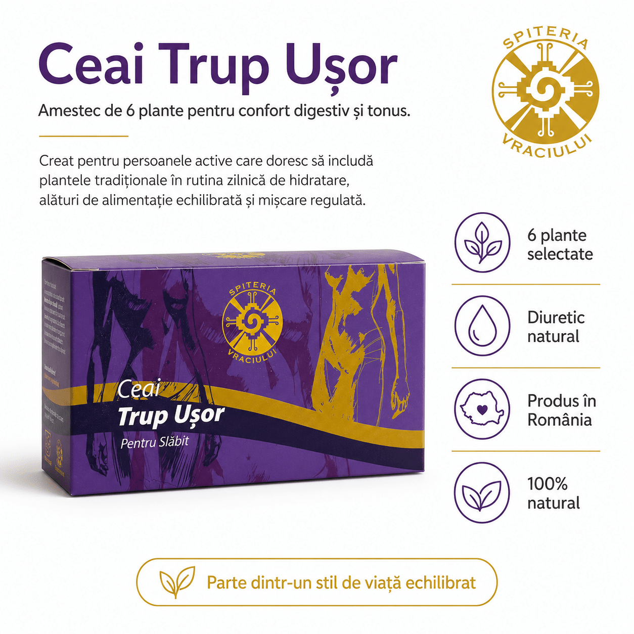 Ceai Natural pentru Slăbit și Detoxifiere – Trup Ușor Spiteria Vraciului
