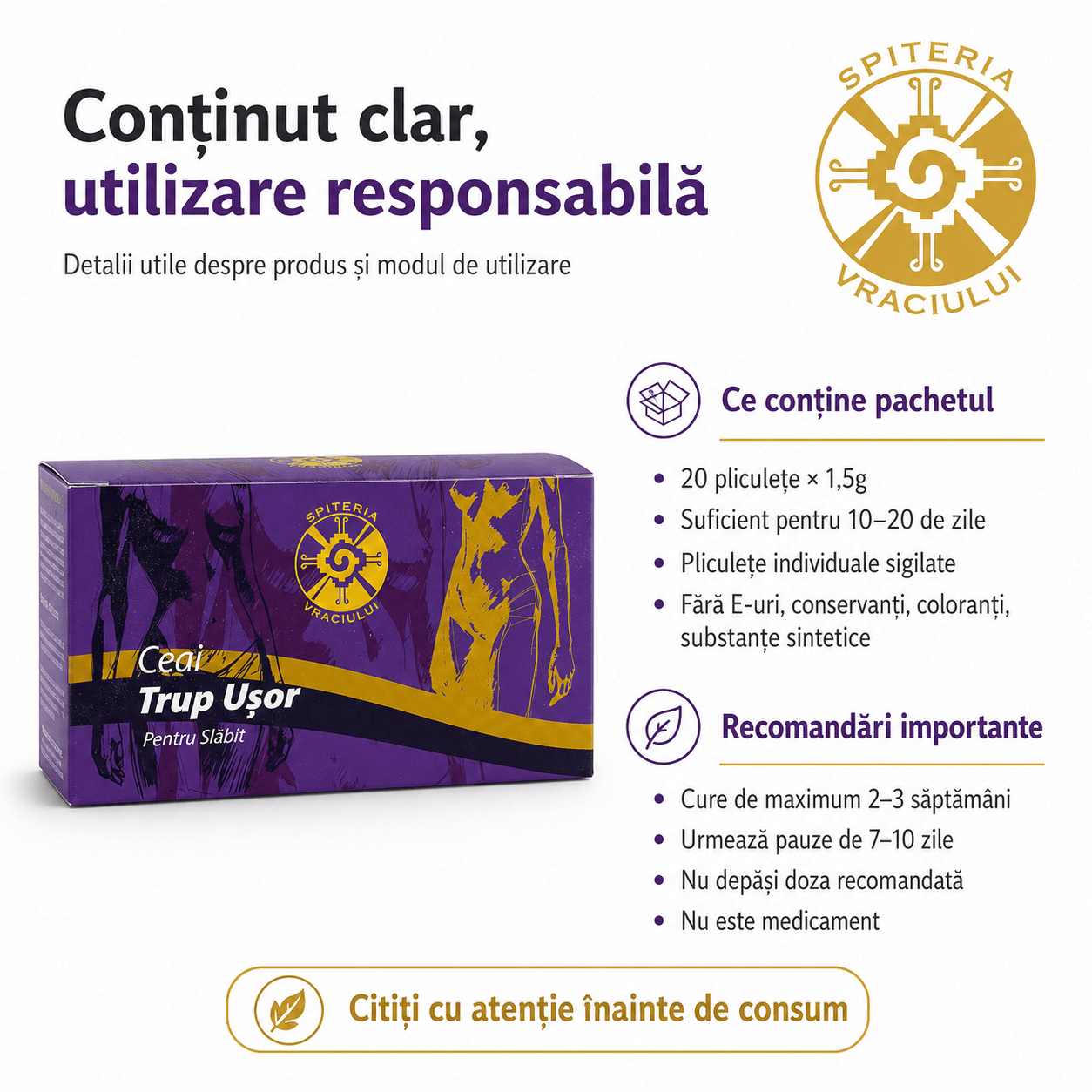 Ceai Natural pentru Slăbit și Detoxifiere – Trup Ușor Spiteria Vraciului