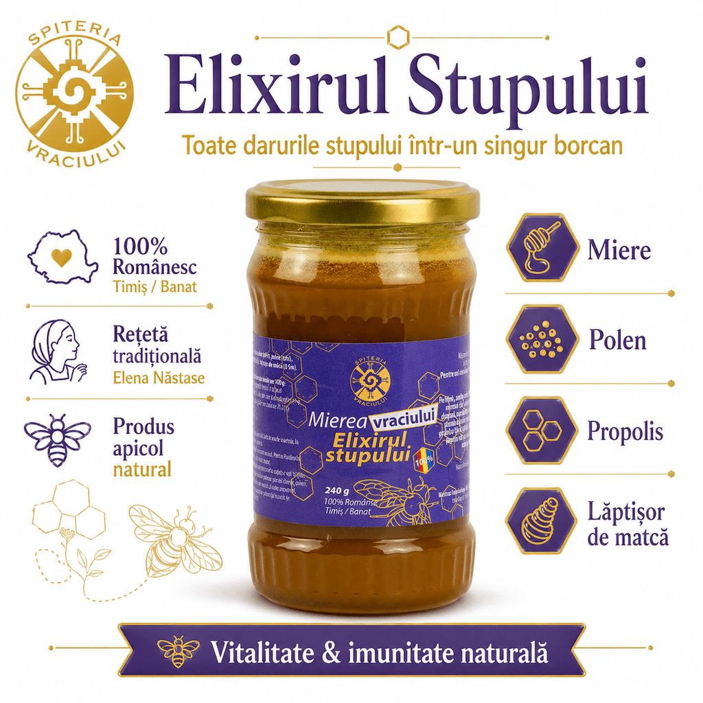 Mierea Vraciului – Elixirul Stupului | Produs Apicol Imunostimulent Natural Spiteria Vraciului