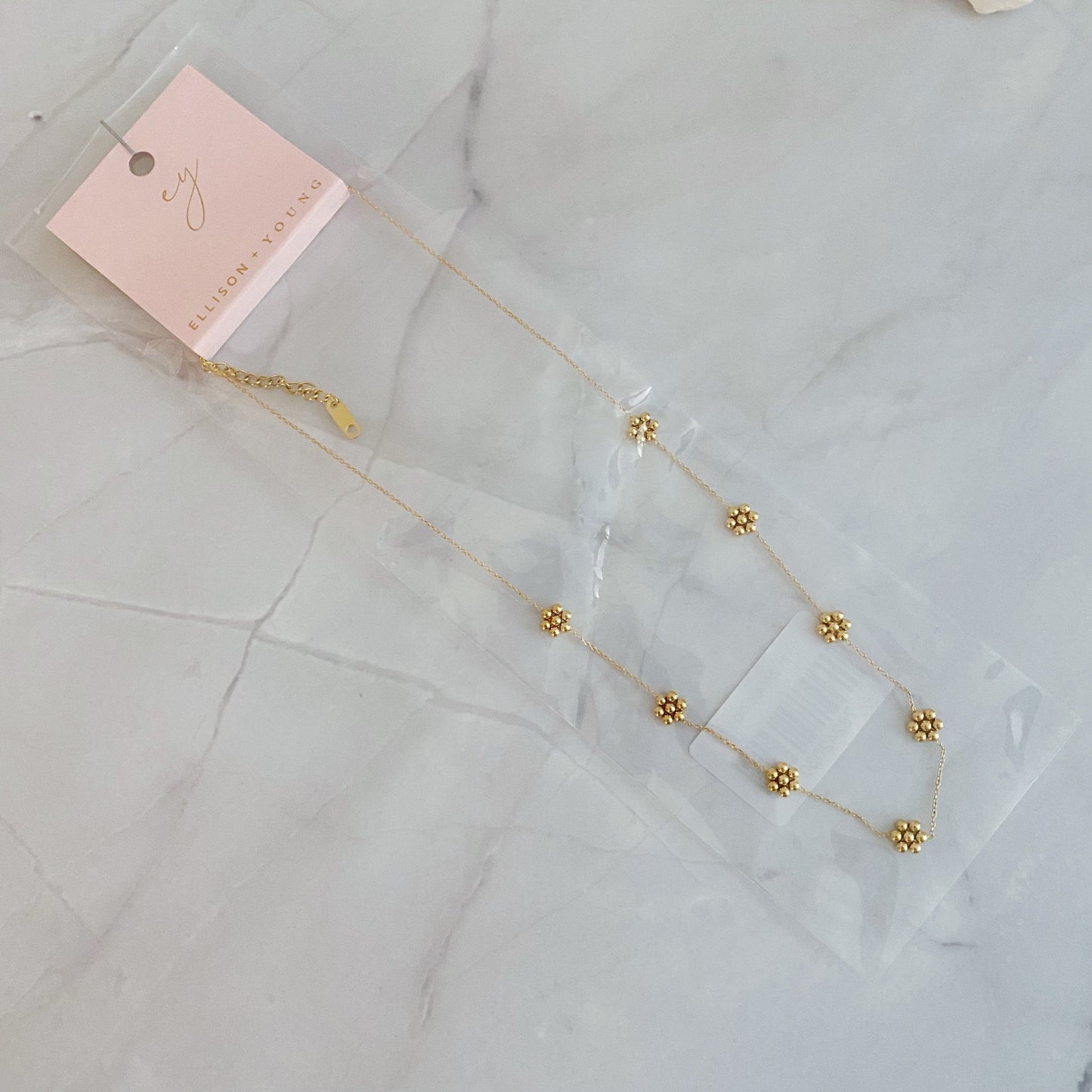 Dainty Golden Bead Flower Necklace - Waterproof Stainless Steel