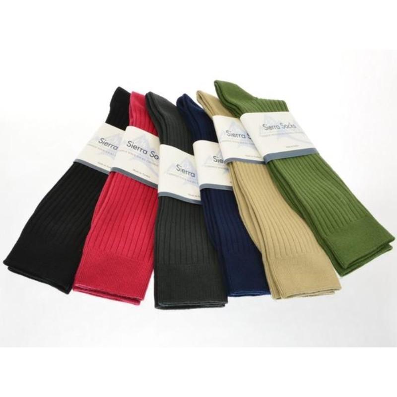Men's Fine Ribbed Colorful Combed Cotton Crew Socks - Great for