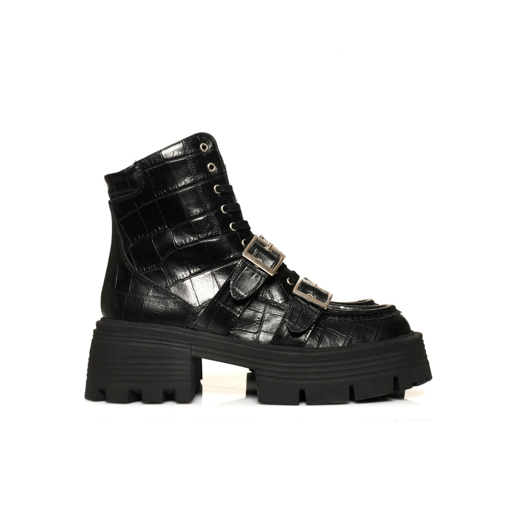 Brodequin Croco Noir FARFA