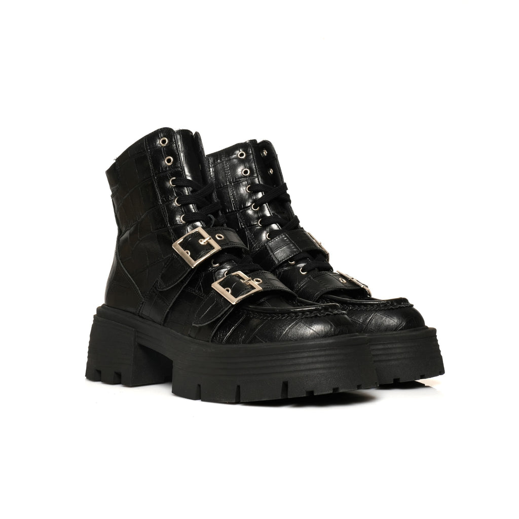 Brodequin Croco Noir FARFA
