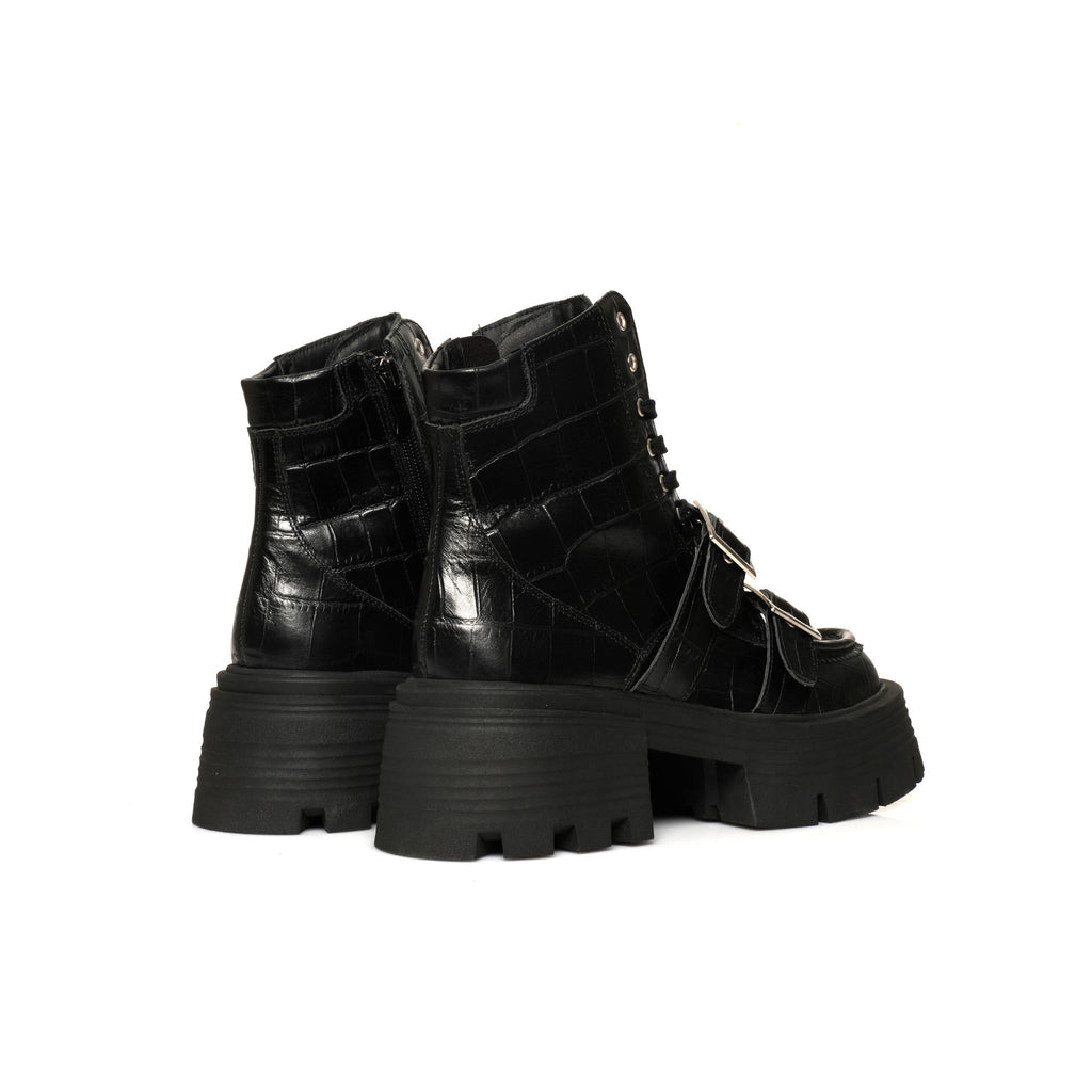 Brodequin Croco Noir FARFA
