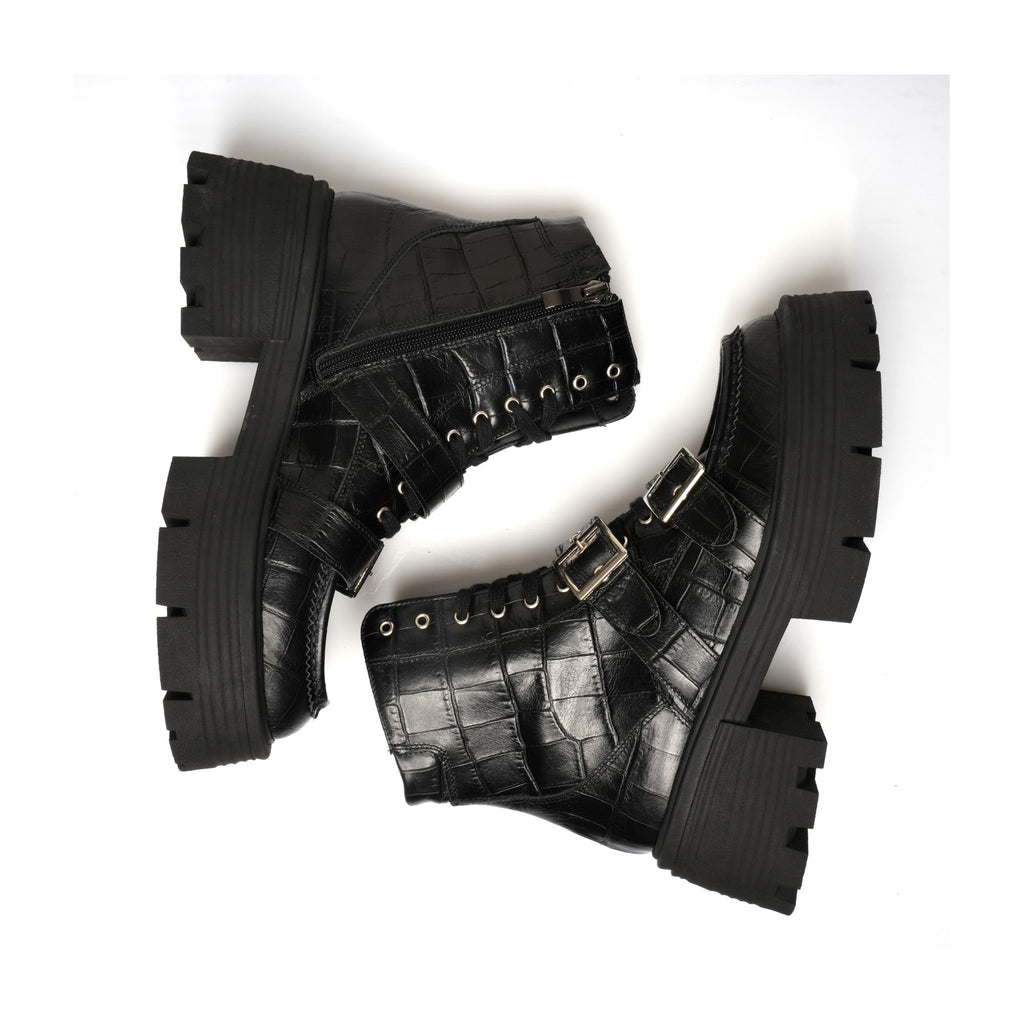 Brodequin Croco Noir FARFA