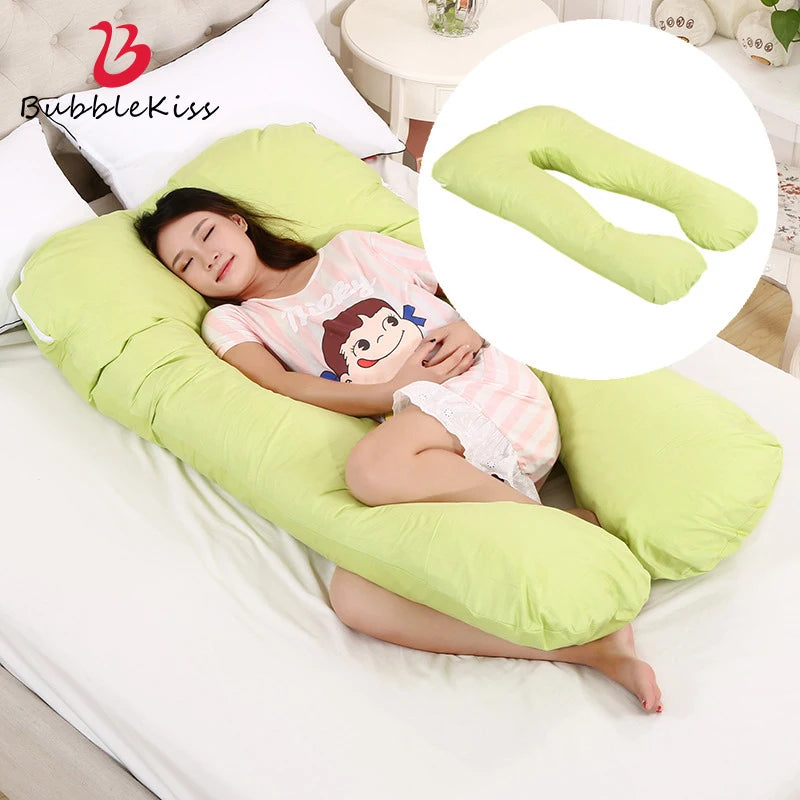 Bubble Kiss U-Shape Large Pregnancy Pillows Cotton Sleep Support Pear Poppy