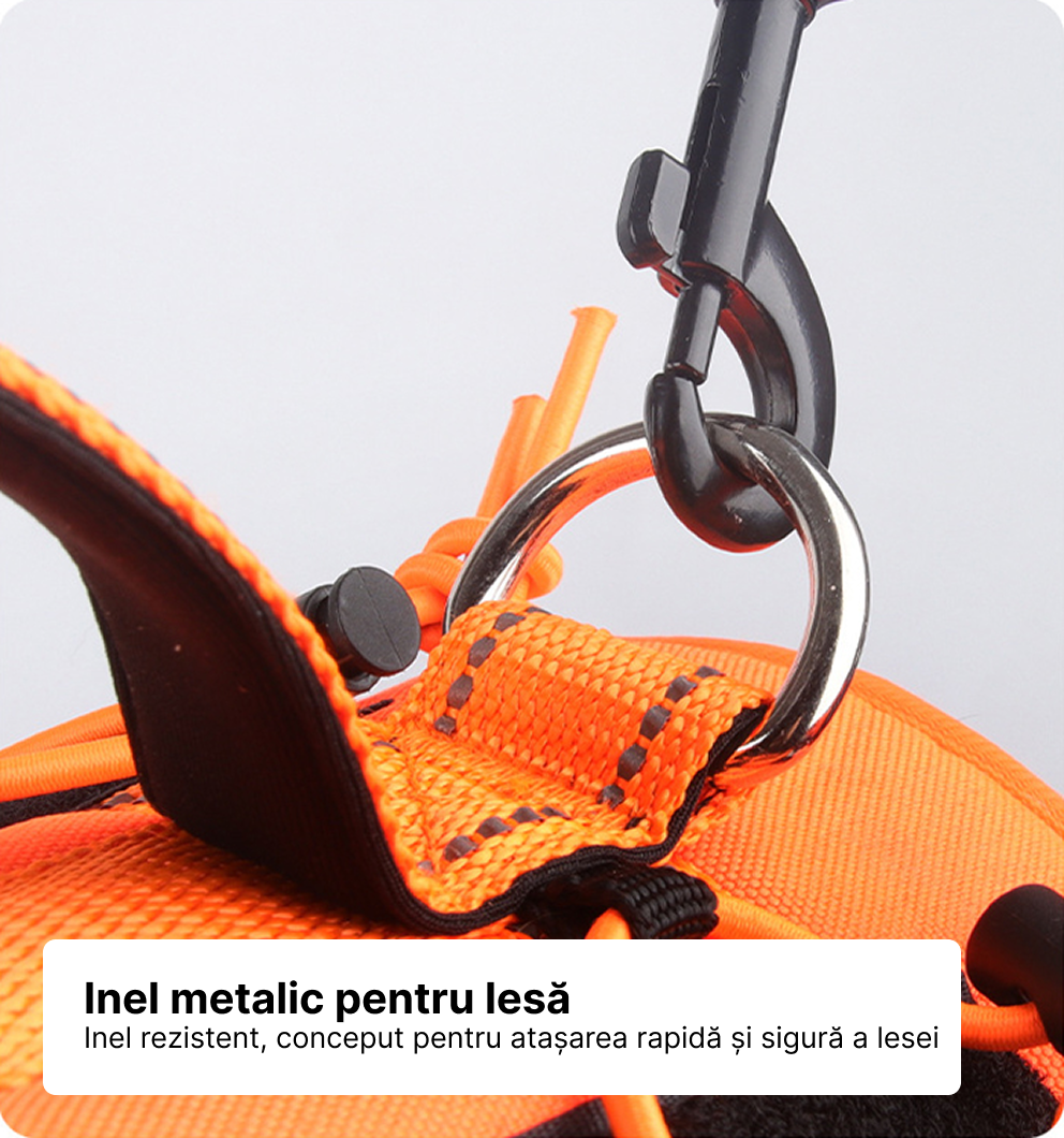 Ham tactic premium Petora pentru câini, ajustabil, reflectorizant, cu mâner ranforsat, portocaliu Petora