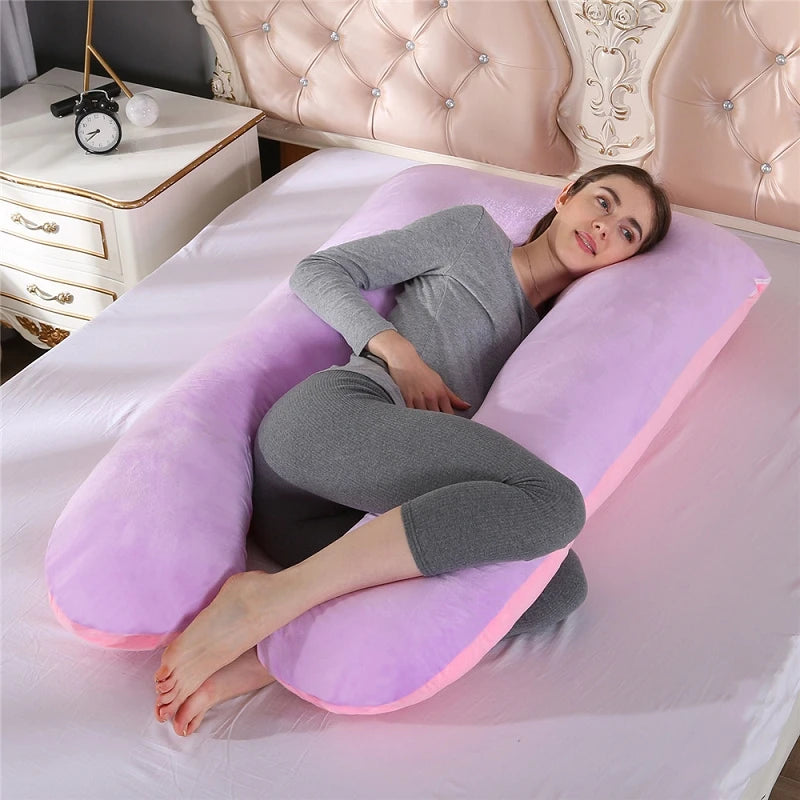 Bubble Kiss U-Shape Large Pregnancy Pillows Cotton Sleep Support Pear Poppy