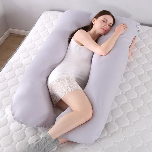 Bubble Kiss U-Shape Large Pregnancy Pillows Cotton Sleep Support Pear Poppy