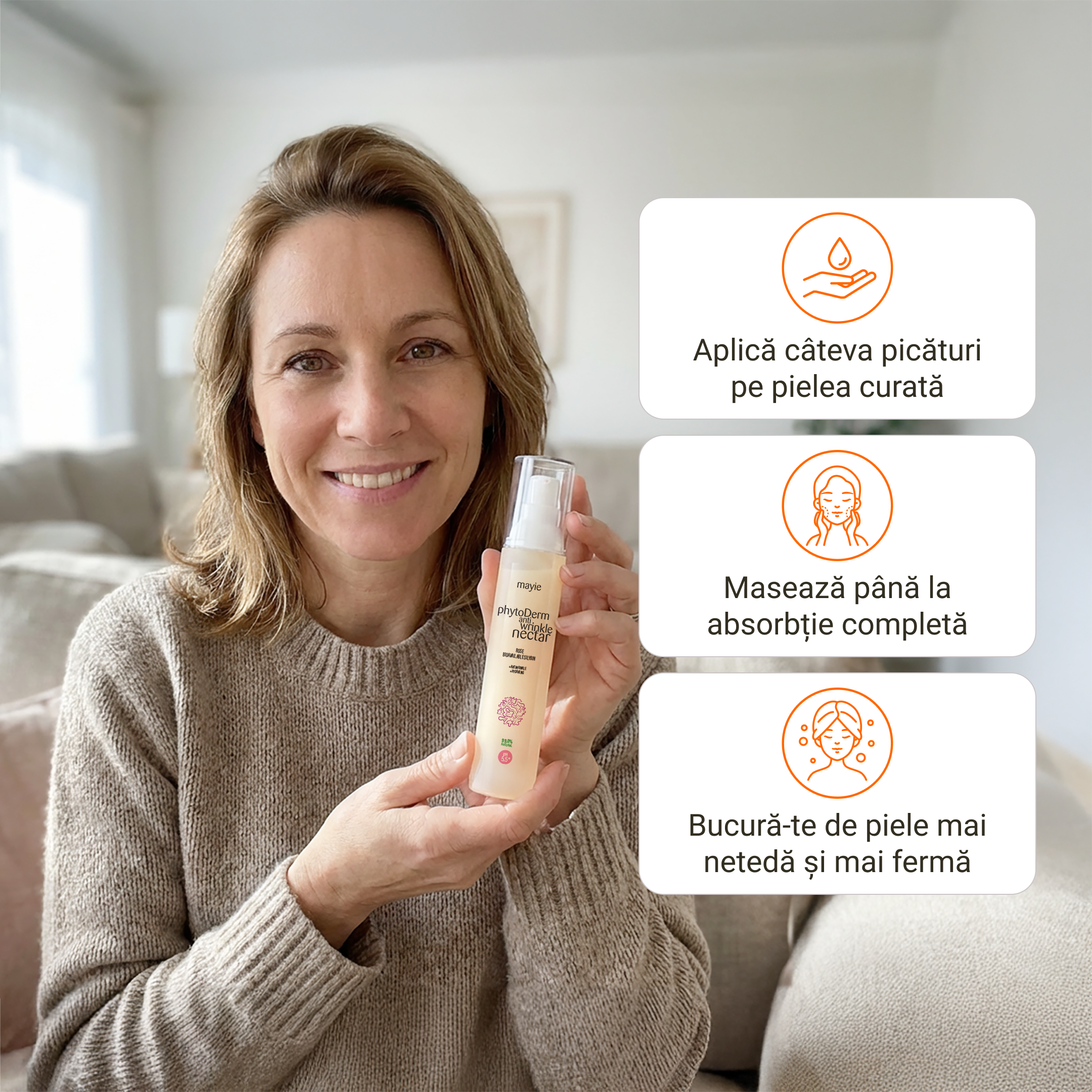 Diminuează aspectul ridurilor cu PhytoDerm Antiwrinkle Nectar, Nectar Antirid cu Fitozom de Silybin Mayie