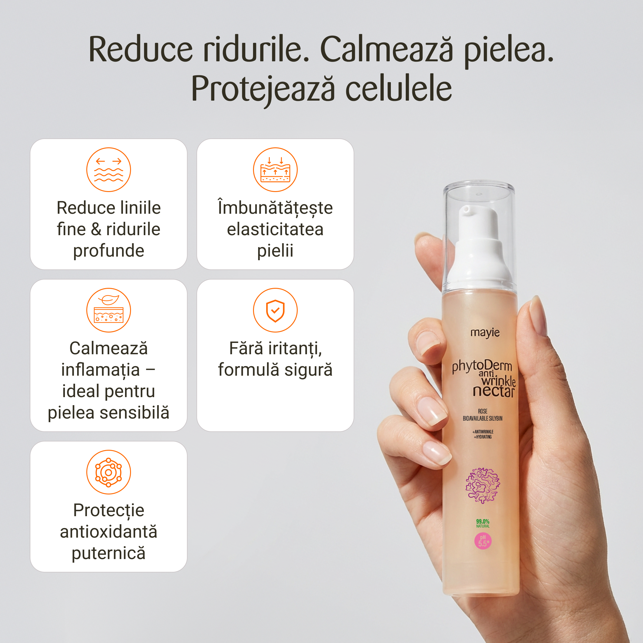 Diminuează aspectul ridurilor cu PhytoDerm Antiwrinkle Nectar, Nectar Antirid cu Fitozom de Silybin Mayie