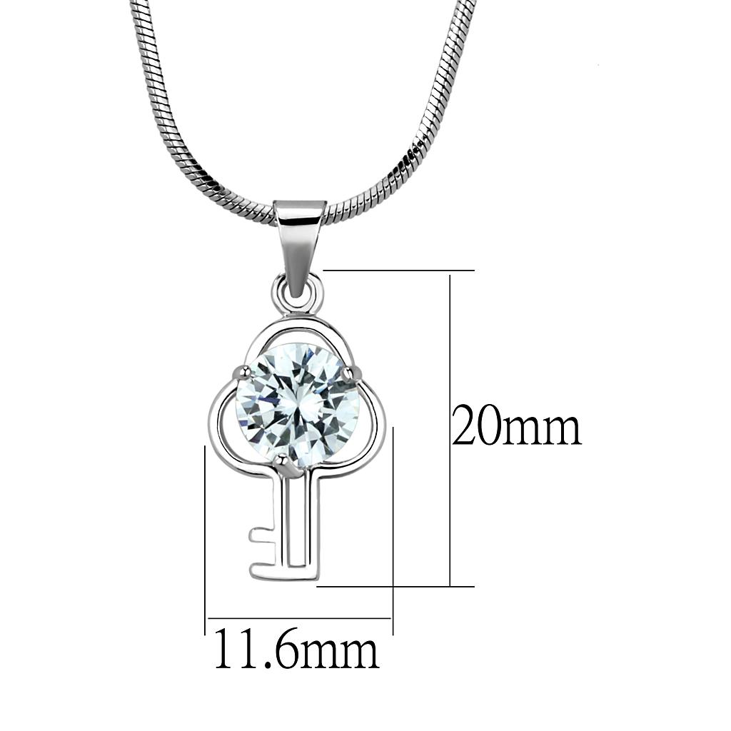 LO4161 - Rhodium Brass Chain Pendant with AAA Grade CZ  in Clear - Cart2u.ro