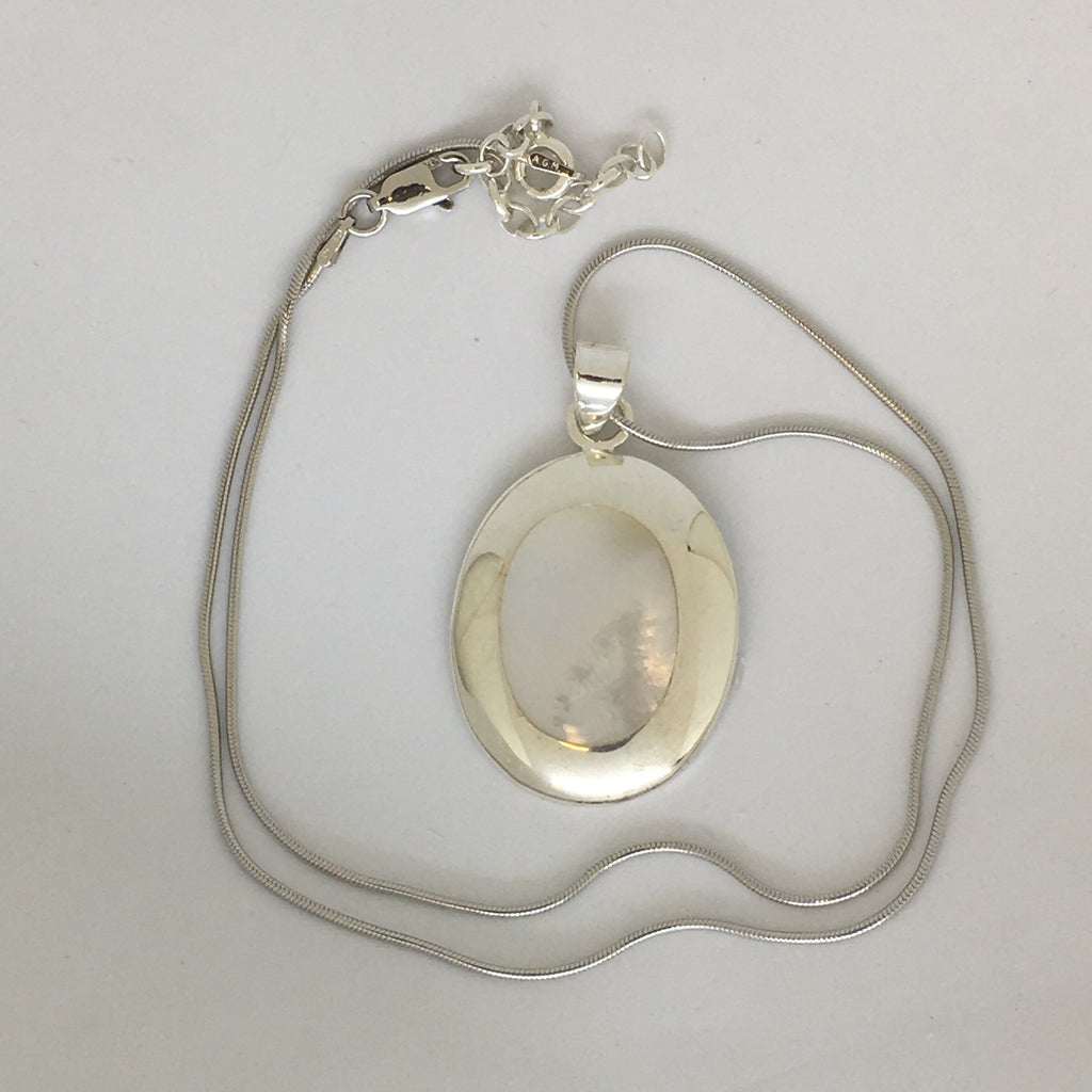 Silver Mother Of Pearl Necklace (Oval) - Cart2u.ro