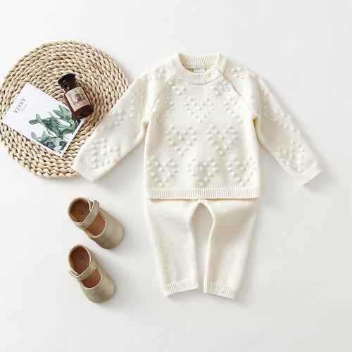 KnitNest™ – Knitted Baby Sweater & Pants Set Carmine Juneberry