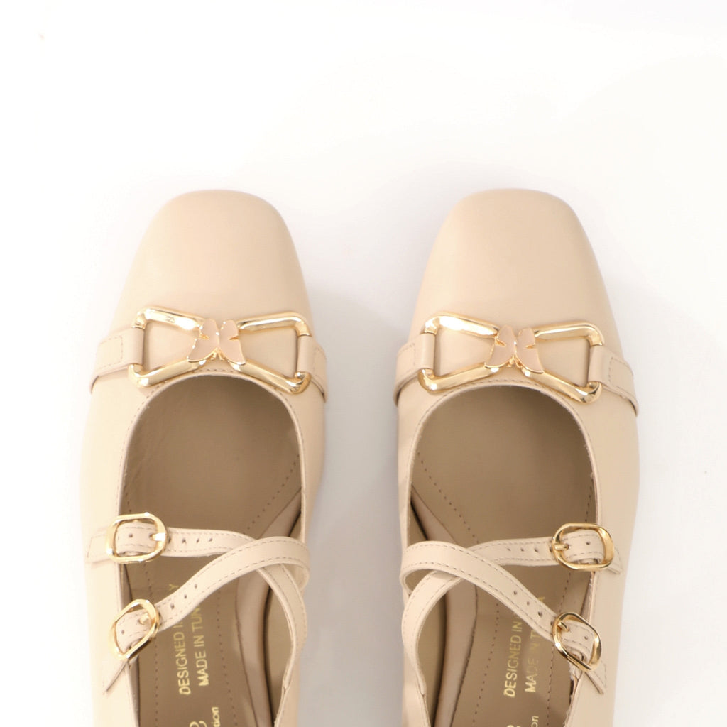 Ballerina Mary Jane Crème | Butterfly Bow FARFA