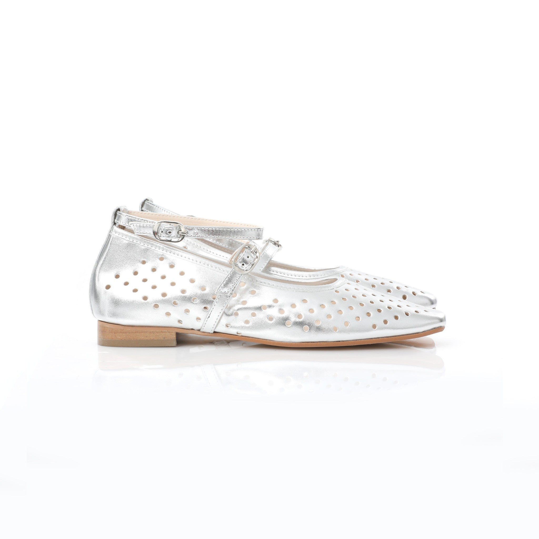Ballerina Mary Jane Argent | Perforated Detail FARFA