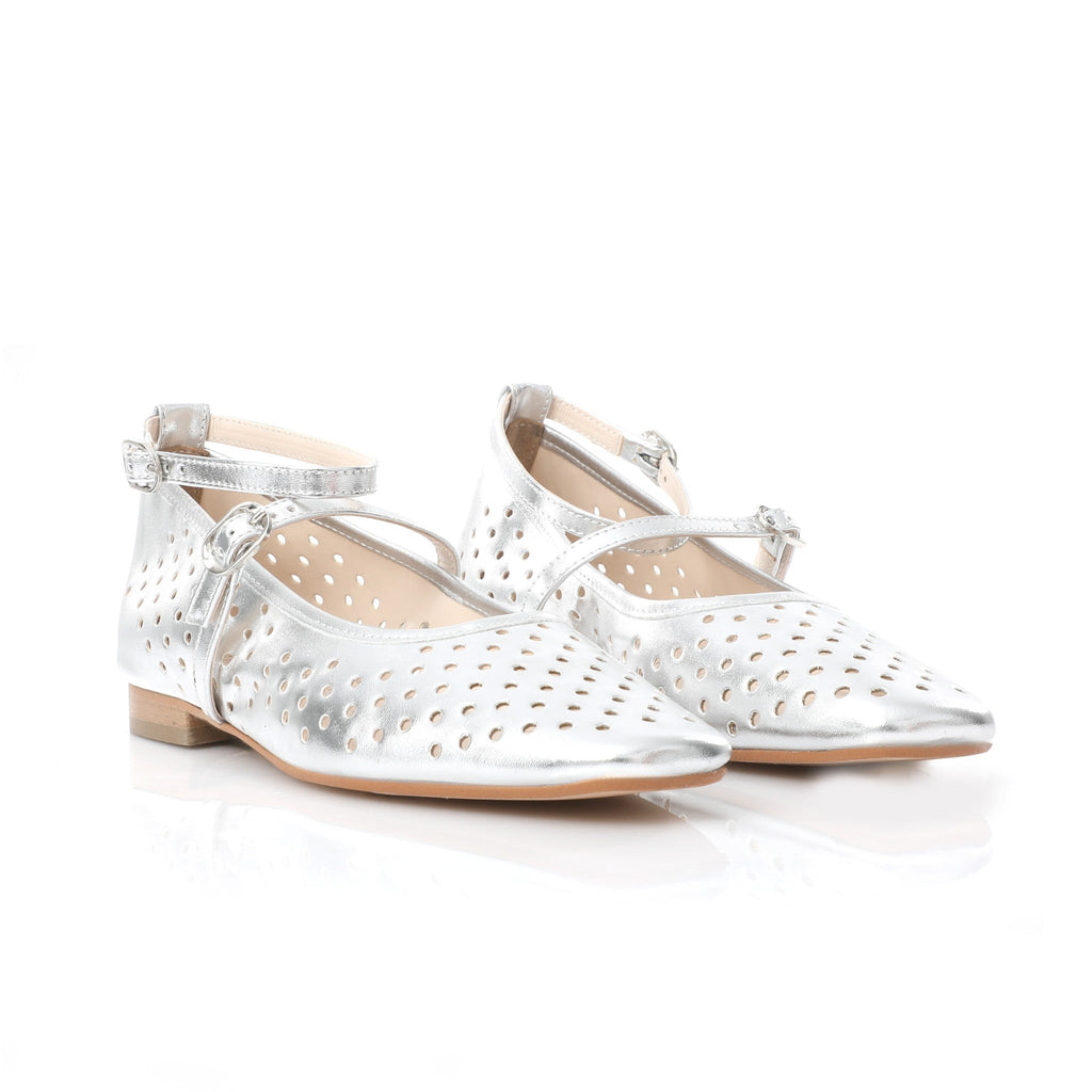 Ballerina Mary Jane Argent | Perforated Detail FARFA