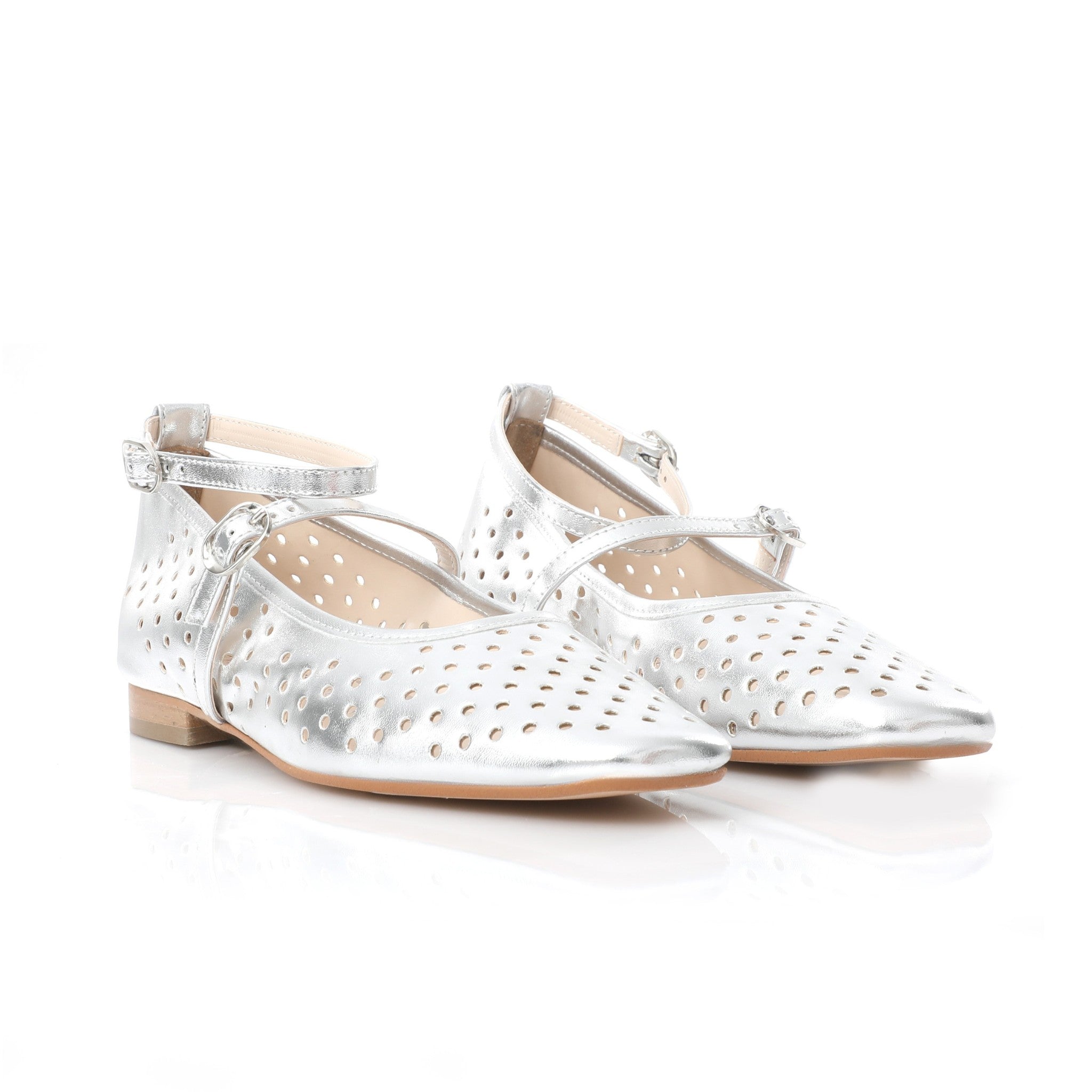 Ballerina Mary Jane Argent | Perforated Detail FARFA