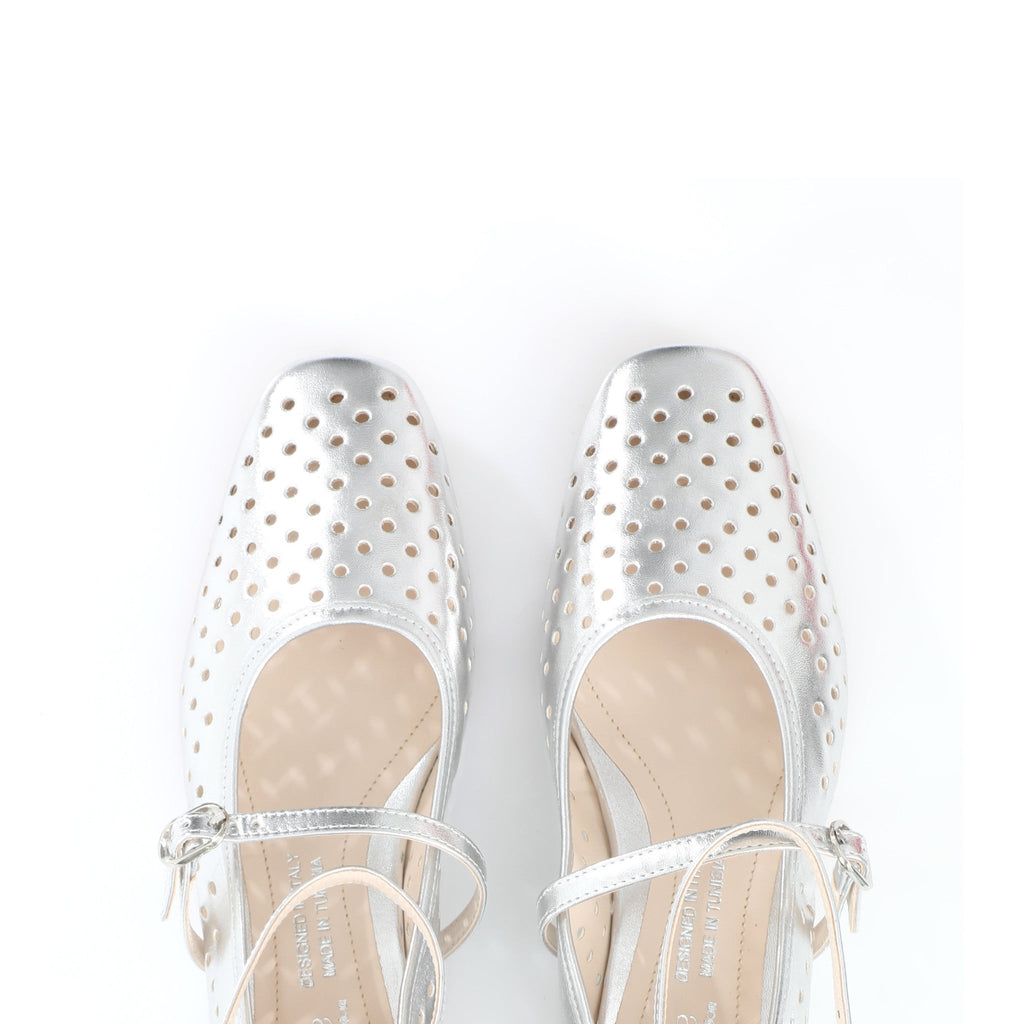 Ballerina Mary Jane Argent | Perforated Detail FARFA