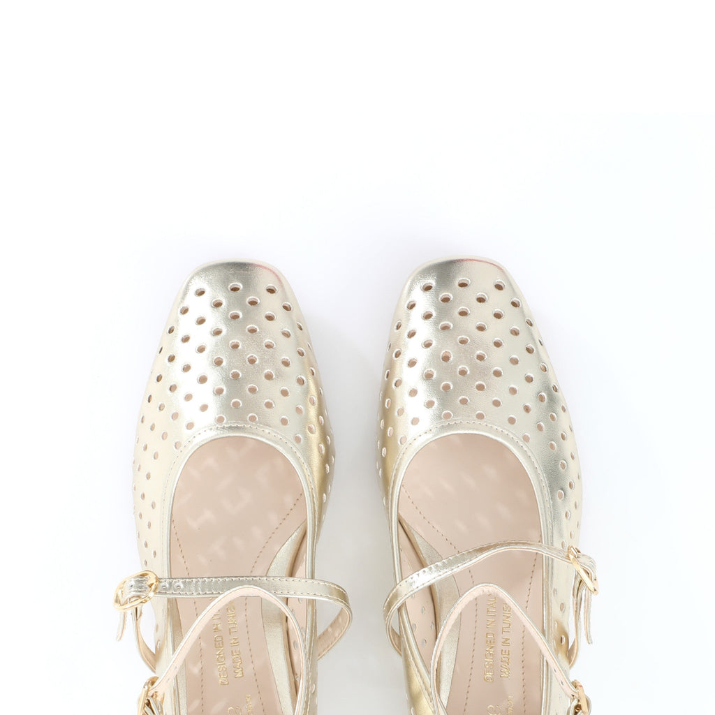Ballerina Mary Jane Doré | Perforated Detail FARFA